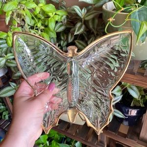 Vintage glass butterfly dish